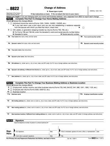 IRS Form 8822: Change of Address | 8822 Tax Form Printable in PDF ...